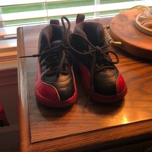 Red and black jordans